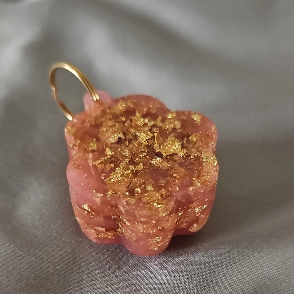 Pink and Gold Paw Keychain Charm